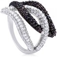 thumbnail image 1 of Silver With Black & White Cubic Zirconia Lines Ring, 1 of 2
