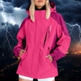 thumbnail image 2 of iHPH7 Womens Fall Jackets Women Fall Clothes Raincoats for Women with Hood Fall Coats Outdoor Jacket Windbreaker Jacket Women Waterproof Trench Coat Women Hot Pink XL, 2 of 9