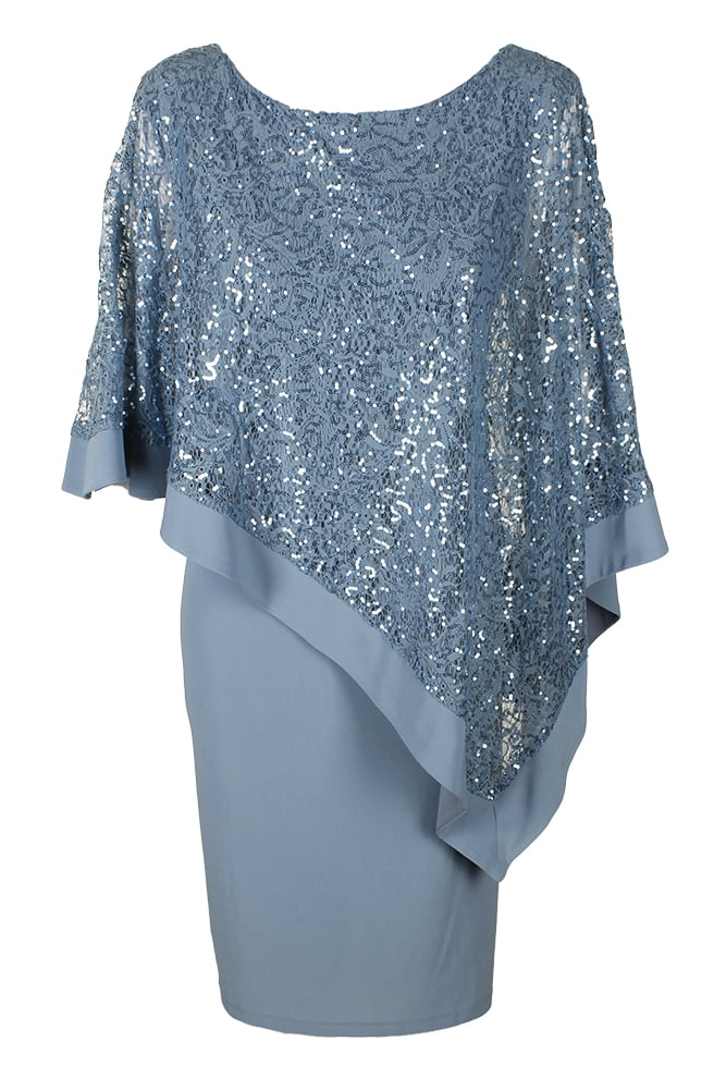 r & m richards sequined cape sheath dress