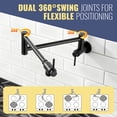 thumbnail image 5 of Wowow Brass Commercial Wall Mounted Pot Filler with Double Joint Swing Arms in Black, Single Hole Stove Faucet for Kitchen, 5 of 8