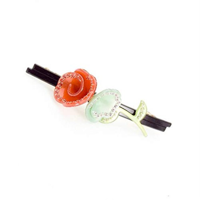 Caravan Barrette Serrée Roses Colorées avec Pierre Swarovski