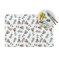 thumbnail image 4 of XMXT 6 Pcs Woven Placemats, Natural Pink Flower Leaf Illustration Stain Resistant Anti-Skid Placemat for Kitchen Table, 12 x 18 inches, 4 of 6