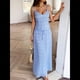 thumbnail image 4 of Conjunto de 2 Piezas para Mujer, Estilo Casual, con Falda Larga y Tirantes para Salir A la Playa. Azul M, 4 of 7