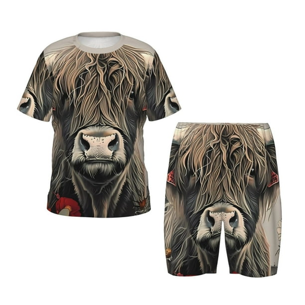 Balery Butterfly Cow With Flowers Conjunto de Pijama Infantil de Manga Corta con Estampado – Ropa de Dormir de Algodón Suave-Small