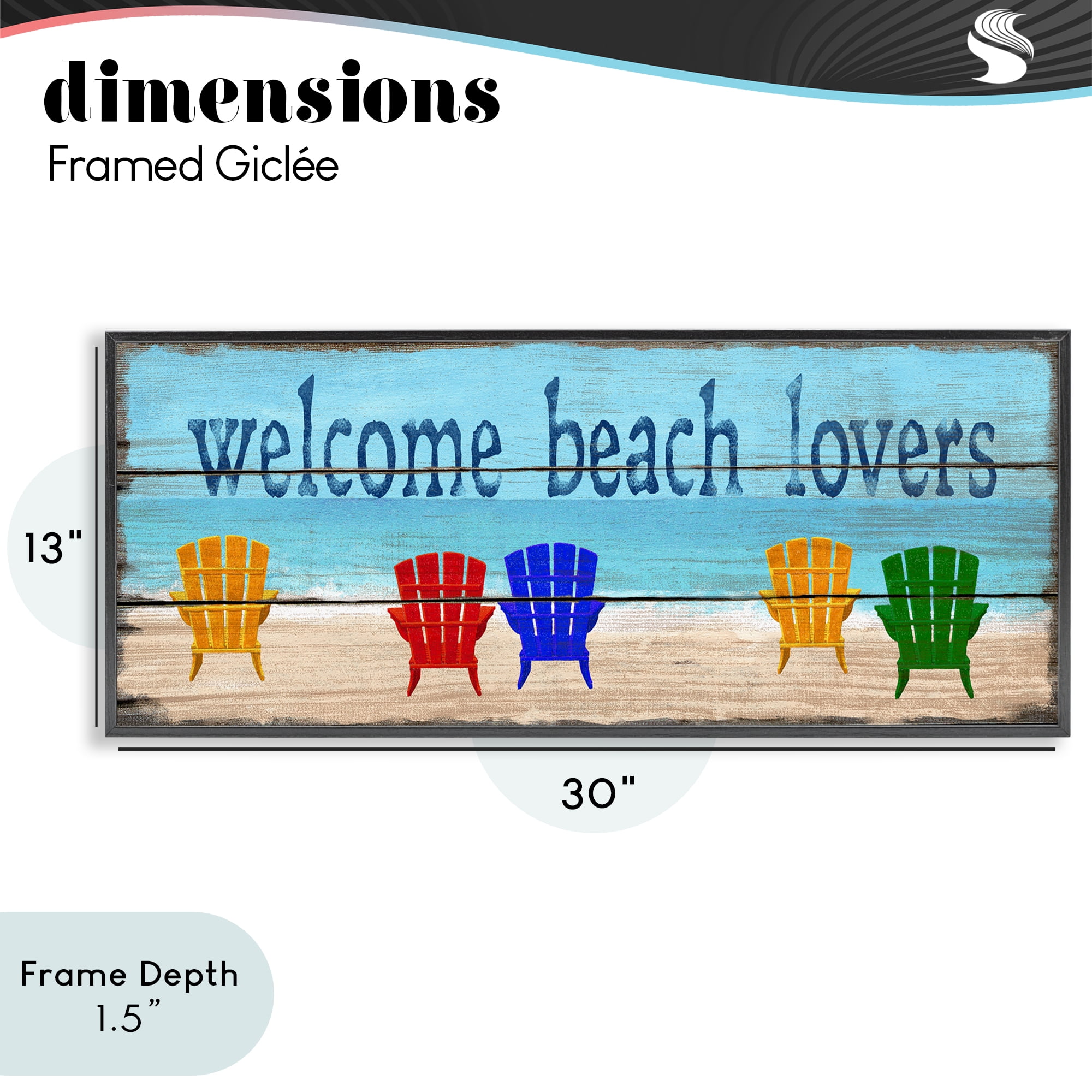 Stupell Industries Beach Lovers Chairs Black Framed Giclee Art, design by Gail Fraser