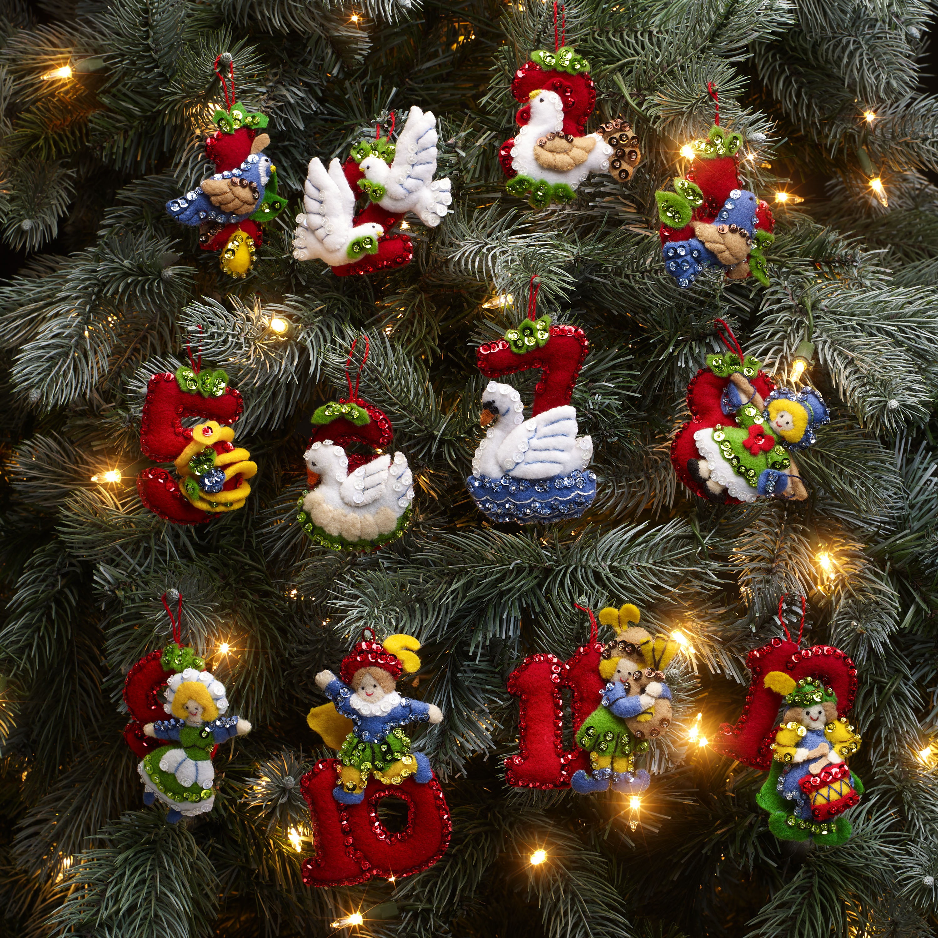 10x Xmas Felt Envelopes Christmas Tree Embroidery Decoration Ornament 