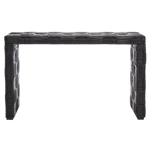 SAFAVIEH Adkin Rustic Black Rattan Rectangle Console Table (53.1 in. W x 17.7 in. D x 29.9 in. H)