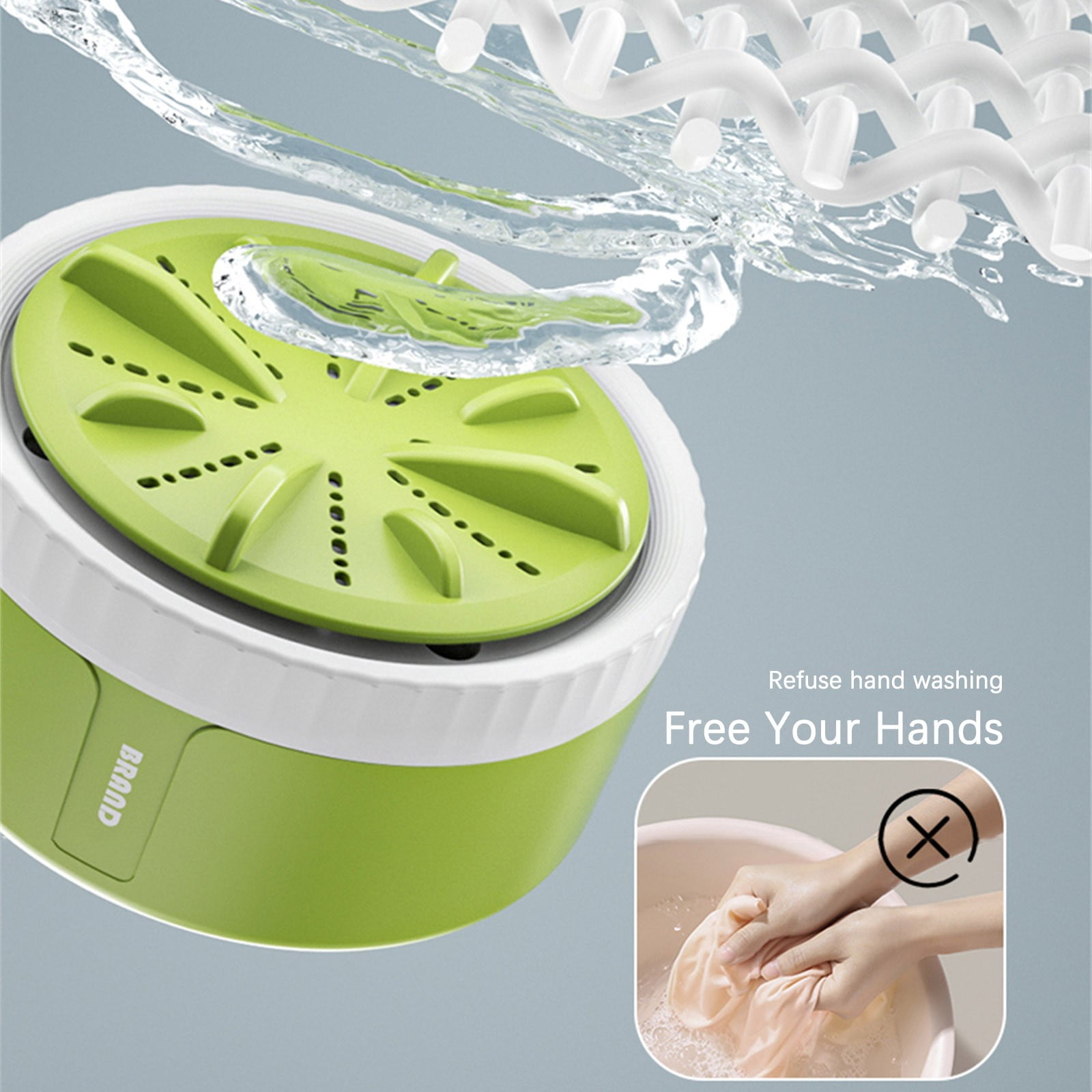 Portable Washing Machine, 4.7x2.7inch Mini Ultrasonic Washing Machine, USB Powered & Customizable Timer, Suitable for Business Trip, Home, Apartment, College Rooms(Green)