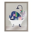 thumbnail image 2 of Kate and Laurel Blake Mid Century Modern Elephant in the Tub Framed Printed Glass Wall Art by Rachel Lee of My Dream Wall, 16x20 Gray, Animal Art for Wall, 2 of 8