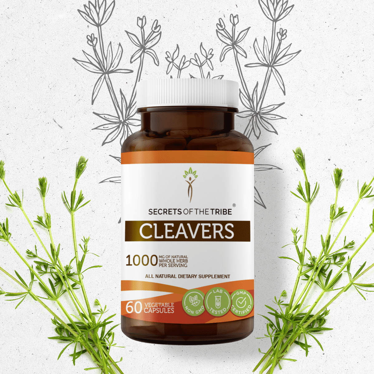 Secrets of the Tribe Cleavers 60 Capsules, 500 mg, Organic Cleavers