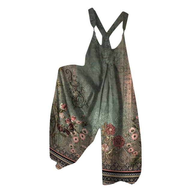 SHIXIAOO Women Spring and Summer Casual Loose Jumpsuit Colorful Printed Fashionable Wide Leg Trousers Overalls Womens Fall Jumpsuit One Shoulder Jumpsuits for Women Utility Jumpsuit Dance Jumpsuit