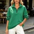 thumbnail image 2 of Sewkxo Womens Polka Dot Jackets Half-Zip Windbreaker Jacket Stand Collar Drawstring Hem Outerwear Trendy Casual Coats,Green M, 2 of 6