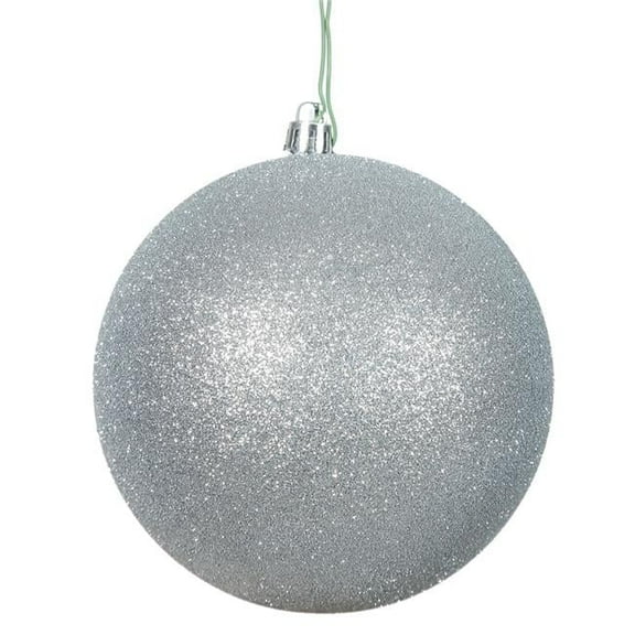 4 in. Silver Glitter Ball Christmas Ornament - 6 Per Bag
