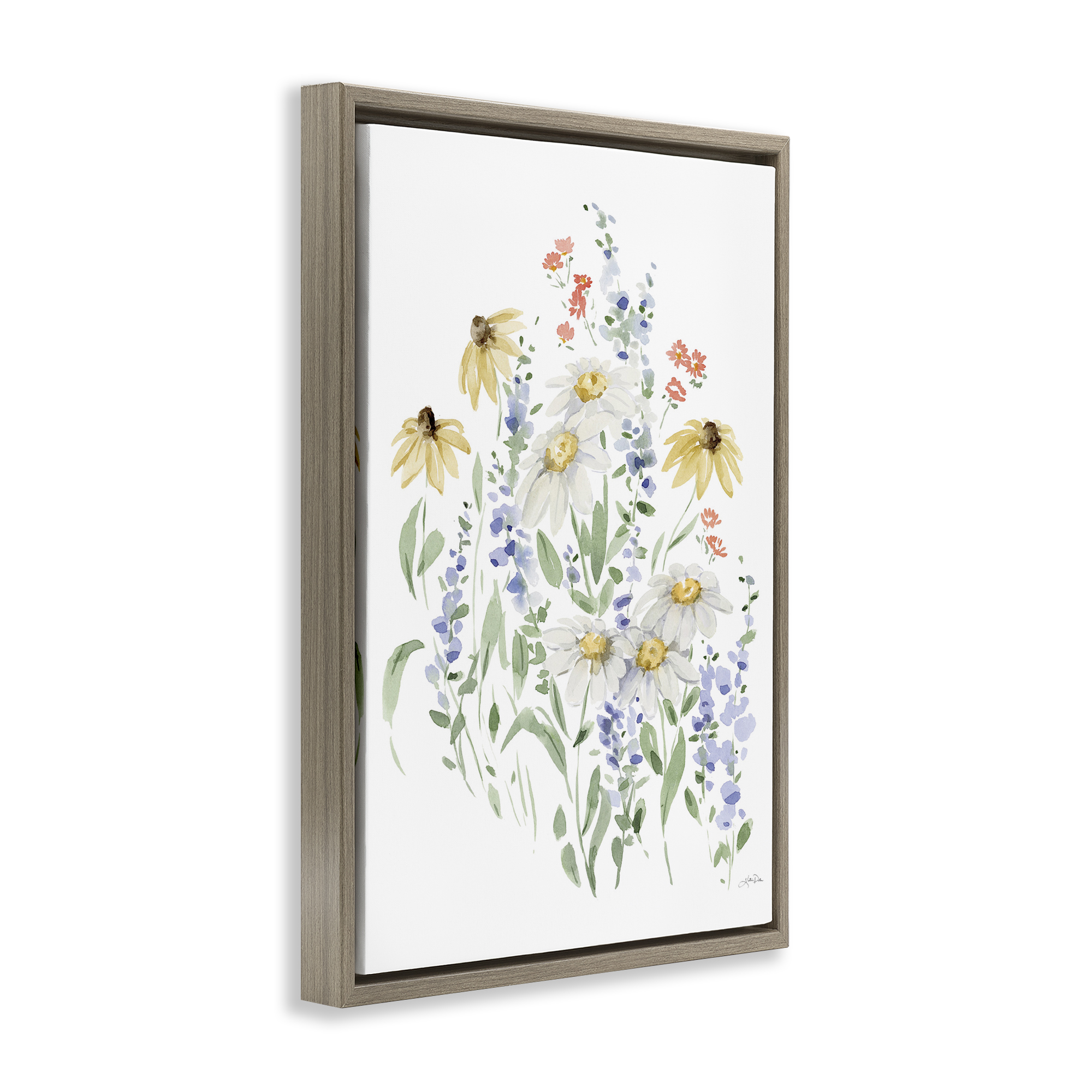 Stupell Industries Soft Summer Garden Botanical & Floral Painting Brown Floater Framed Art Print Wall Art, 17 x 25