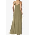 thumbnail image 2 of TheMogan Women's Casual V-Neck Draped Jersey Cami Long Maxi Dress W Pocket Summer Beach Khaki Green L, 2 of 6