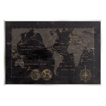 Stupell Industries Black Detailed World Map Graphic Art Unframed Art Print Wall Art, Design by Carol Robinson