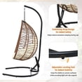 thumbnail image 2 of Foldable Rattan Egg Hammock Chair with Stand - Indoor/Outdoor Swing Chair with Iron Frame, Cushion & Headrest,Brown+Beige, 2 of 18
