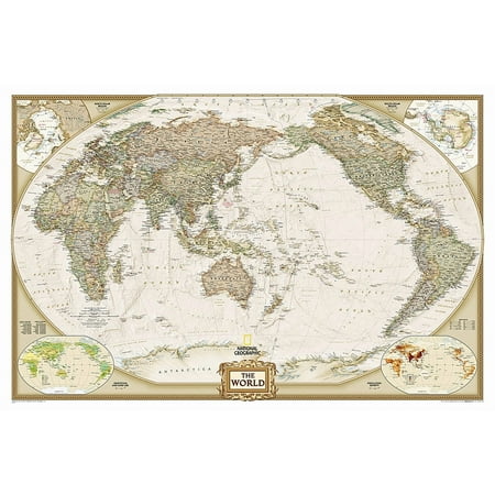 National Geographic Reference Map National Geographic World, Pacific Centered Wall Map - Executive (46 X 30.5 In), (Paperback)