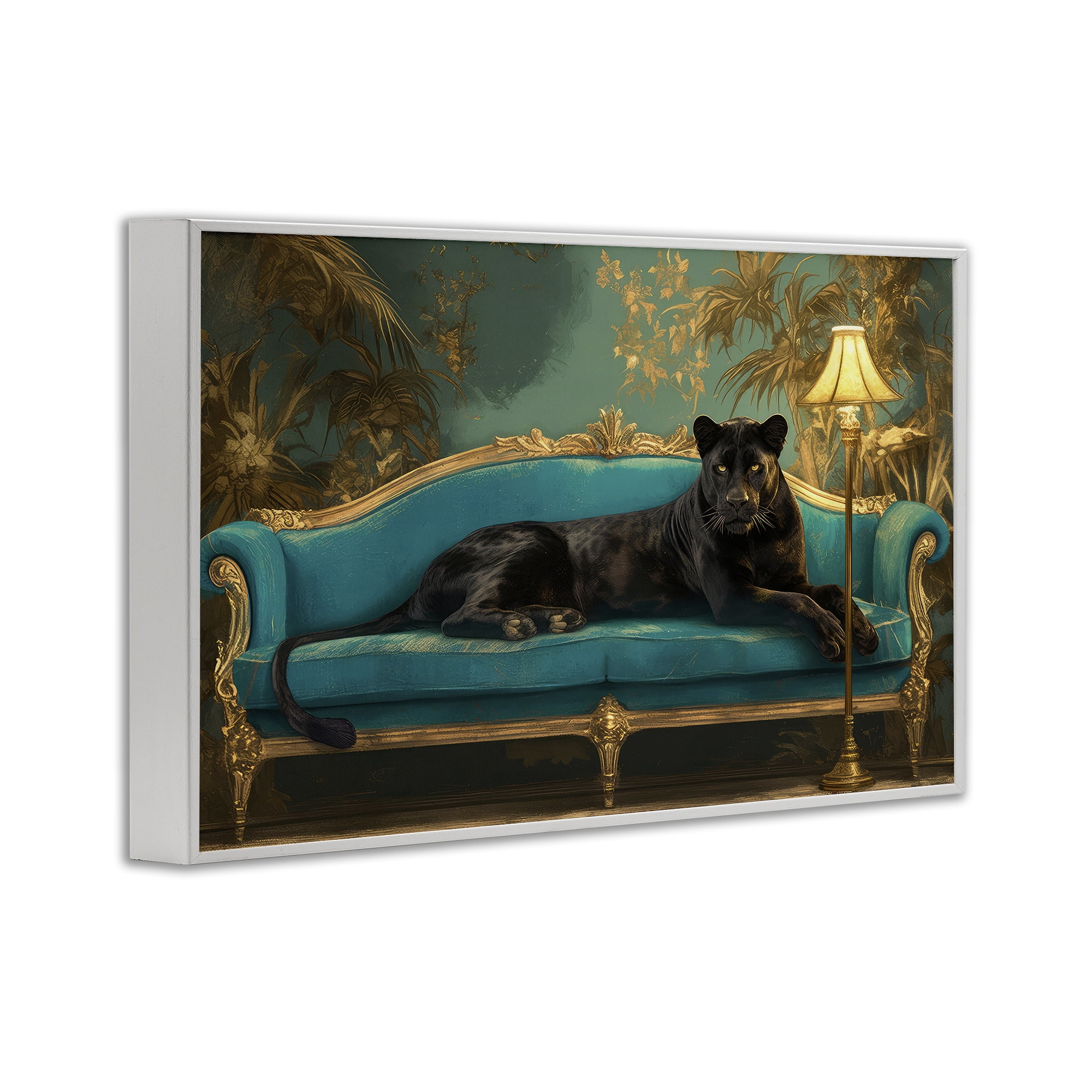 Stupell Industries Exotic Lounging Panther White Framed Giclee Art, design by Tina LeCour