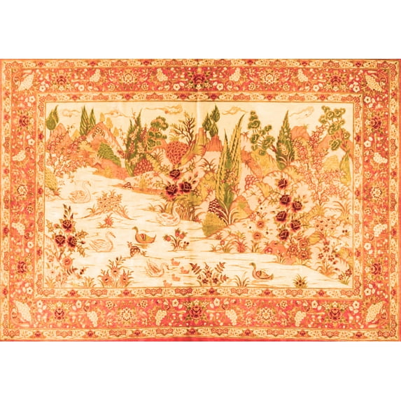 Ahgly Company Indoor Rectangle Animal Orange Traditional Area Rugs, 2' x 3'