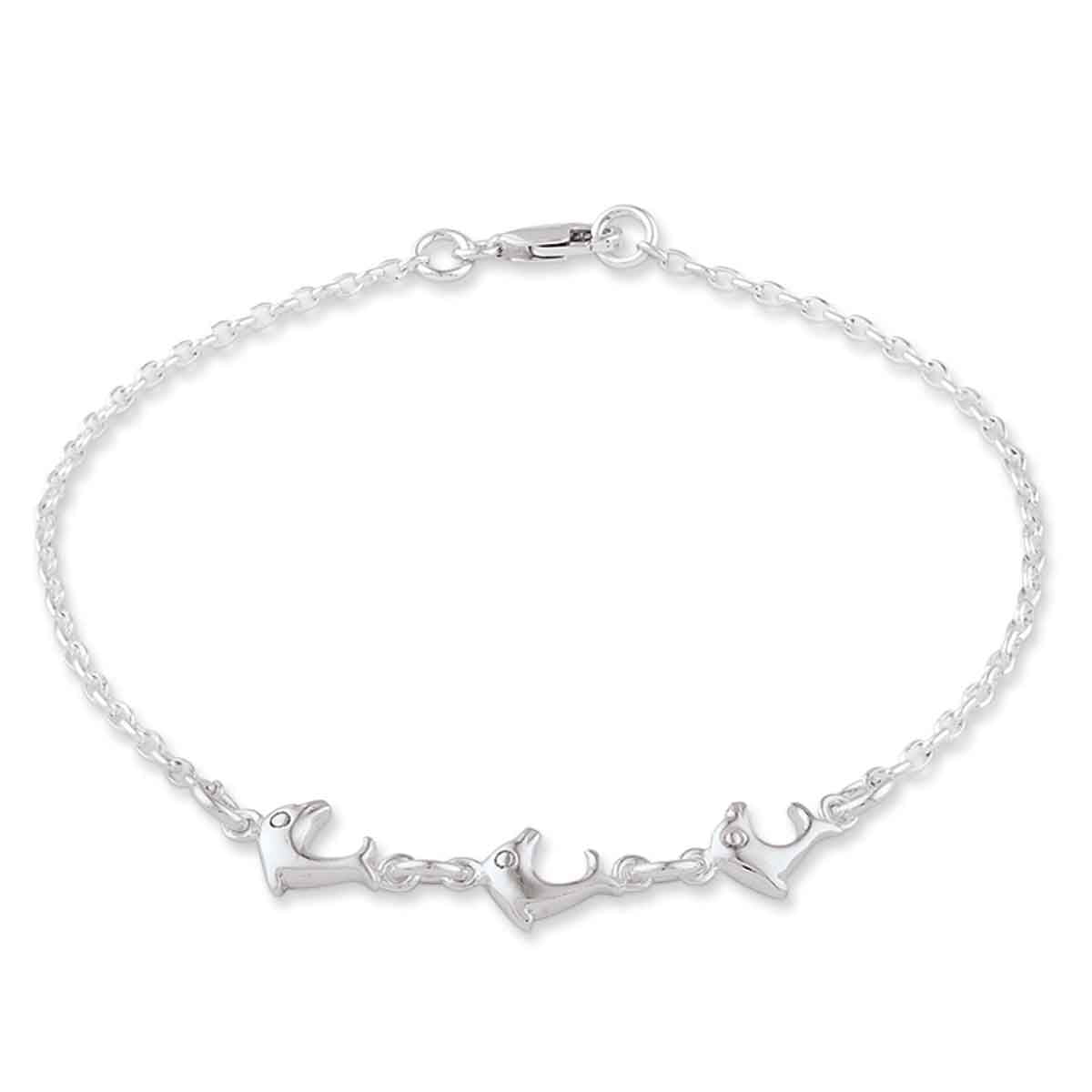 925 Sterling Silver Polished Heart Star and Dolphin Anklet 9inch Ideal Gifts For Women