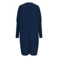 thumbnail image 2 of UTSJKR Womens Casual Dress with Pockets 2024 Fashion Classic Solid Crew Neck Dress Loose Fit Flowy Homewear Dress Long Sleeve Sundress Navy M, 2 of 6