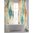 thumbnail image 4 of Orange Teal Red Sheer Curtains 84 Inch Length 2 Panels Set, Boho Modern Abstract Splashing Art Voile Window Treatment Rod Pocket Curtains Sheers Drapes for Bedroom/Living Room/Kitchen 52"x84"x2, 4 of 7