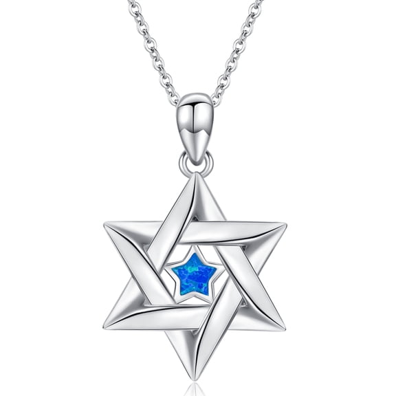 Star of David Necklace for Women 925 Sterling Silver Jewish Star Pendant Necklace Opal David Star Jewelry Gifts