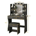 thumbnail image 5 of VEANERWOOD Makeup Vanity Desk Sets with Mirror 3 Lighting Color, Modern Dressing Table Set with 2 Large Drawers, Power Strip, Stool for Women Girls Bedroom, 5 of 7