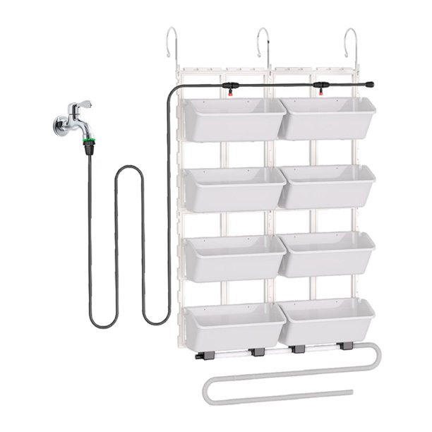Maceta vertical de jardín con autorriego y fácil instalación. Blanco