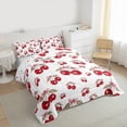 thumbnail image 3 of Homewish Watercolor Cherry Bedding Comforter Set for Girls, Kawaii Bowtie Twin Comforter Sets, Tropical Fruit Leaves Bedding Set, Red White Home Decor, 3 of 8