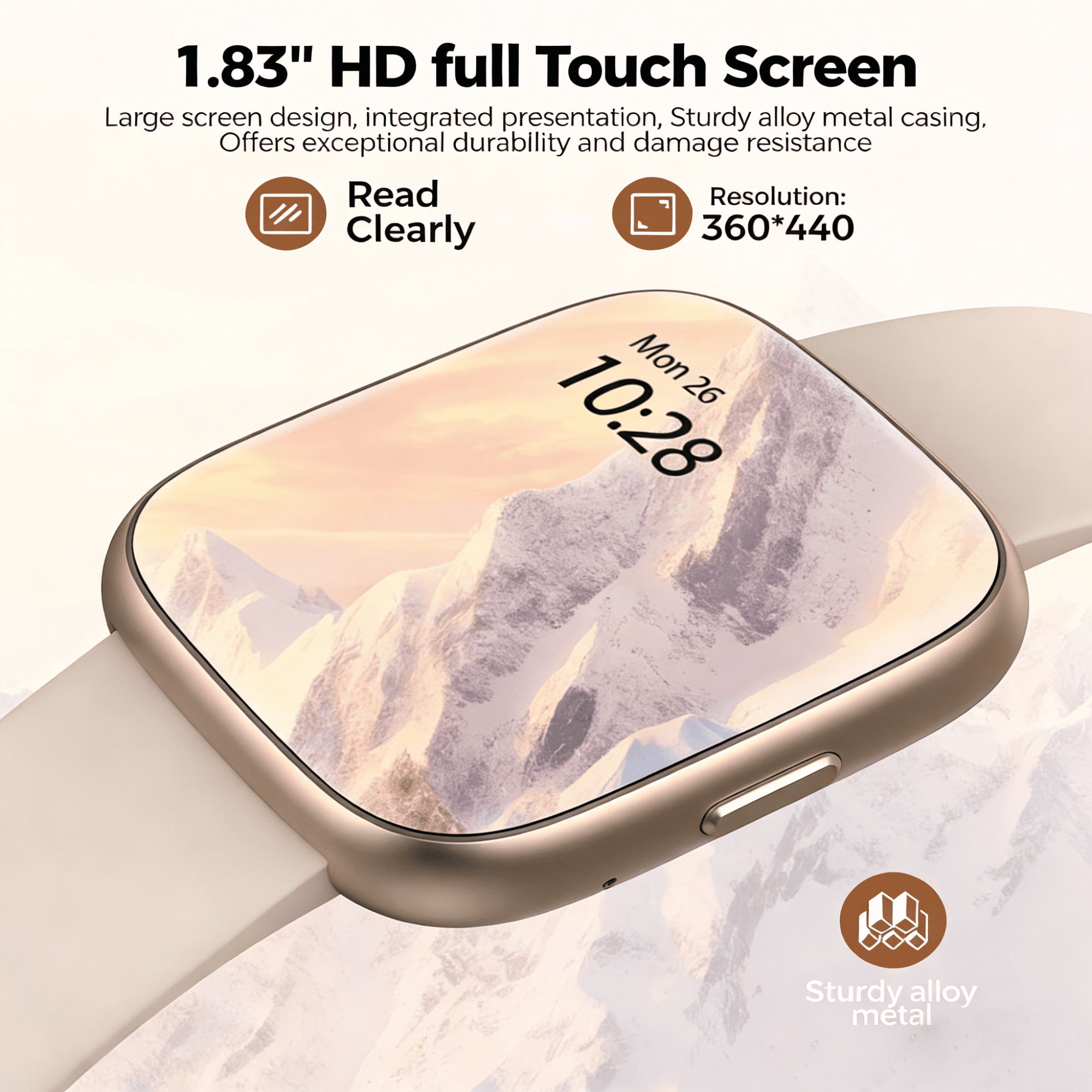 Smart Watch for Women and Men Compatible with Android and iOS, 1.83" HD Touchscreen Smartwatch with Alexa Built-in, Bluetooth Calling, IP68 Waterproof, 120+ Sports, Pink