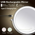 thumbnail image 5 of Rechargeable Wall Mounted Makeup Mirror, 8 Inch Double Side LED Vanity Mirror 1X/10X Magnifying Mirror with Light, 3 Color Lights 360°Swivel Extendable Bathroom Mirror with Touch Screen Dimmable, 5 of 8