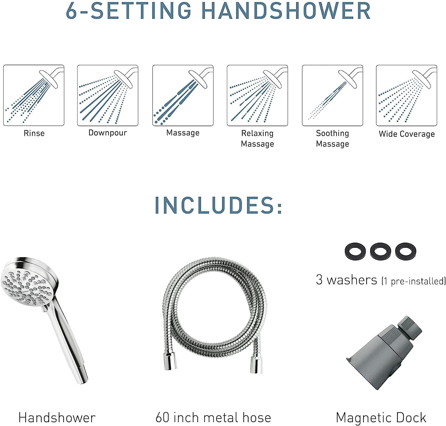 (2 pack) Moen Engage Brushed Nickel 6 settings Handheld Showerhead 1.75 gpm