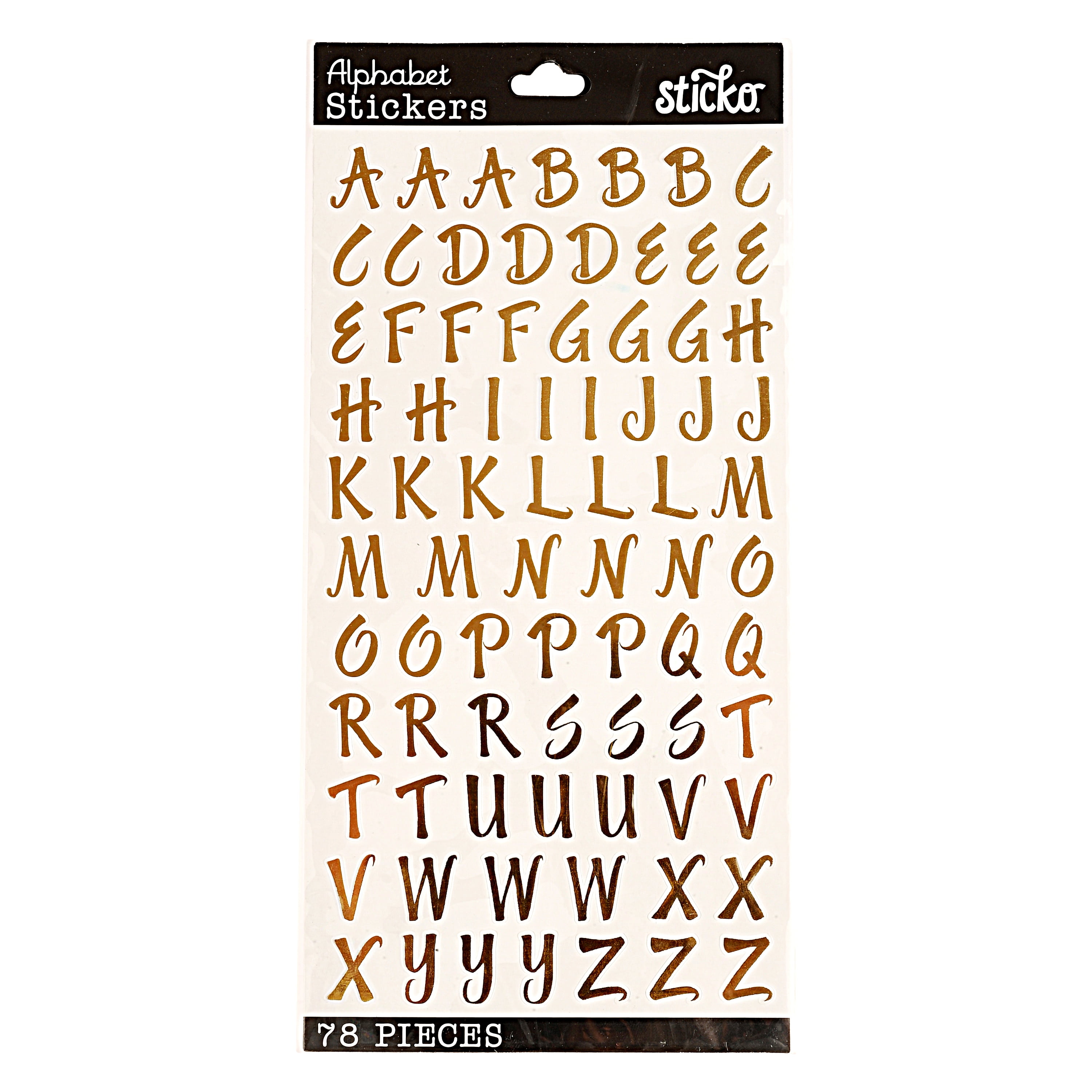 Sticko Gold Finish Alphabet Stickers, 78 Pieces - Walmart.com - Walmart.com