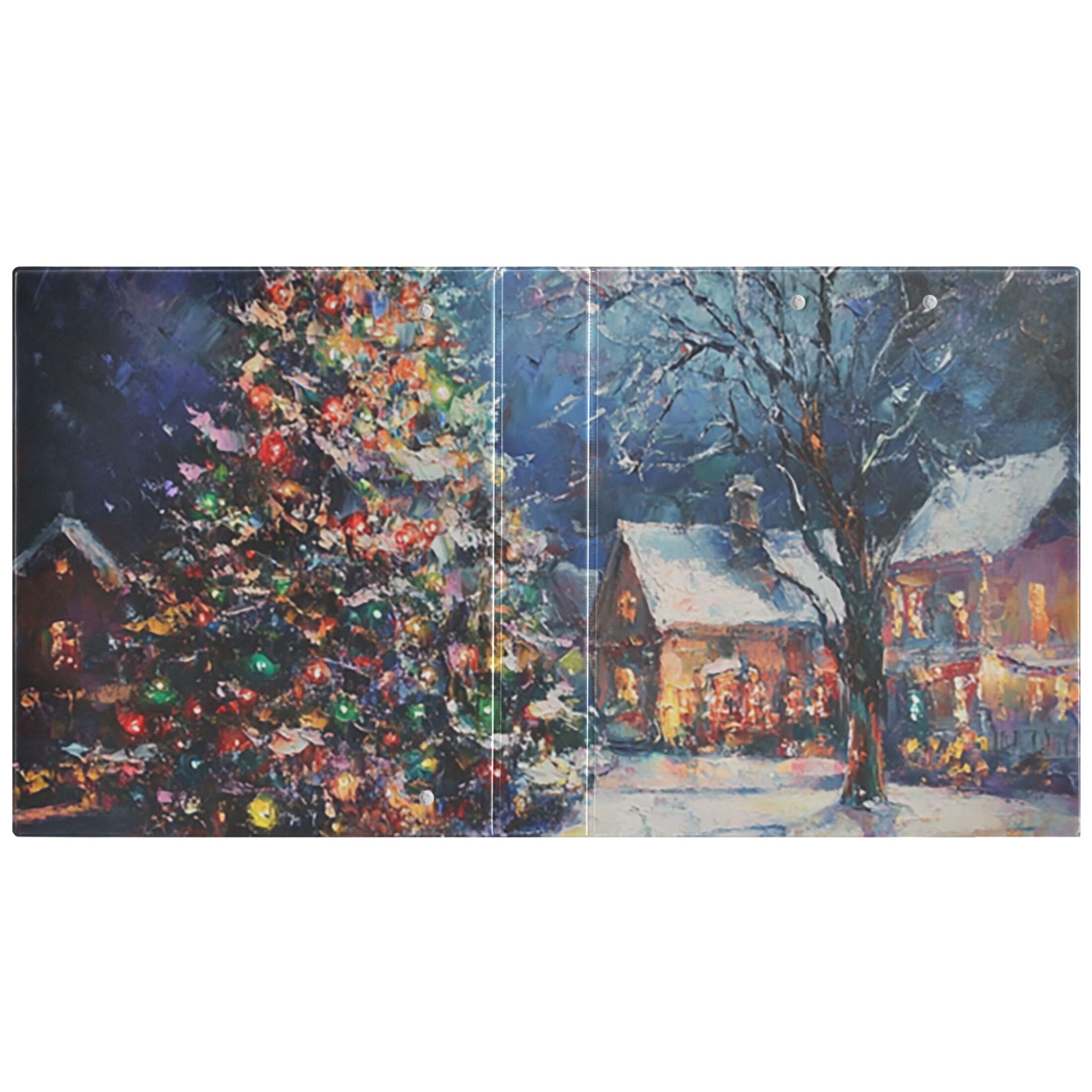 Christmas Trees and Houses 3 Ring Binders 1.5 inch Hardcover File Folders with Interior Pockets A4 Size Organizer for School Office Hospital Set of 2