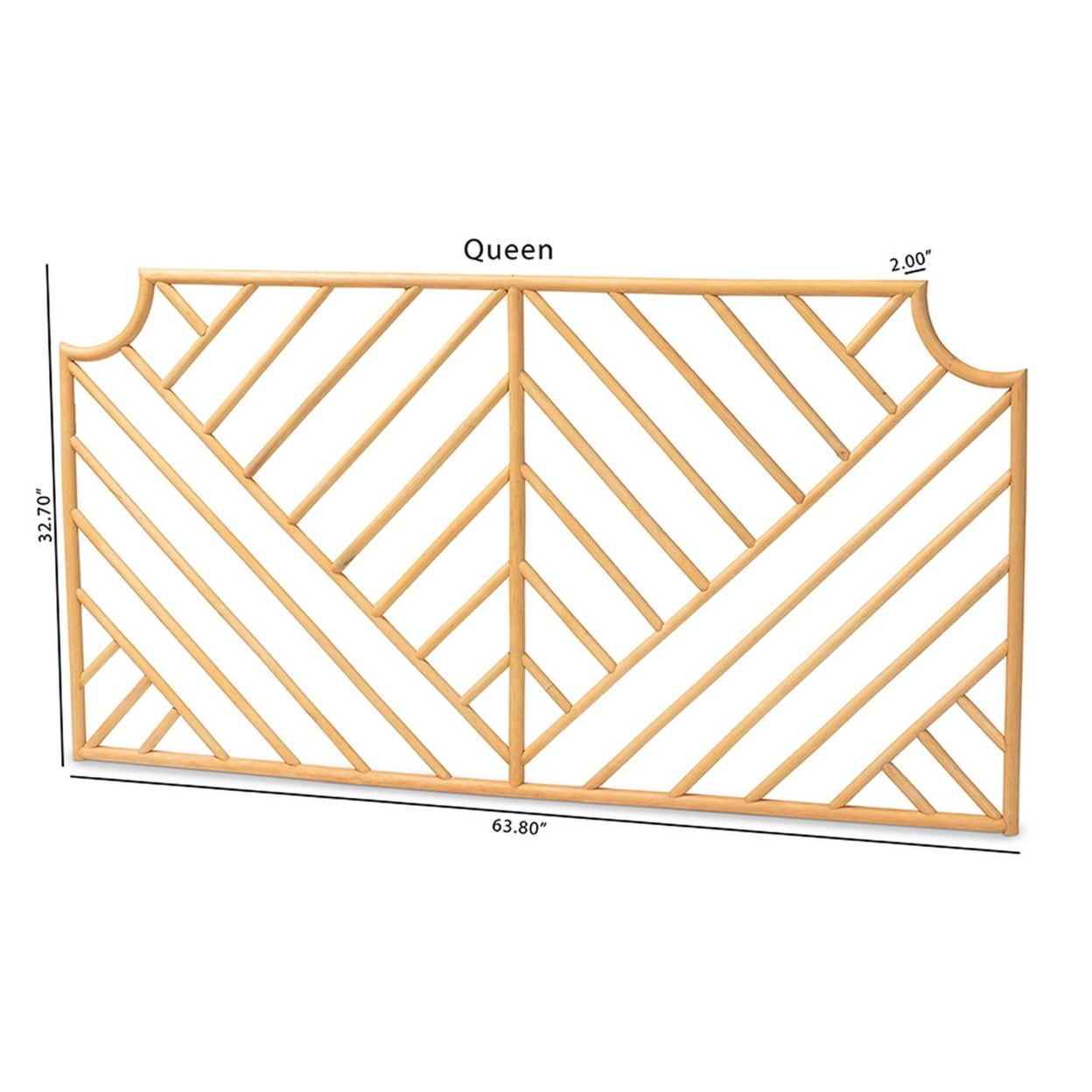 Baxton Studio Giza Modern Bohemian Natural Brown Rattan Queen Size Wall-mount Headboard