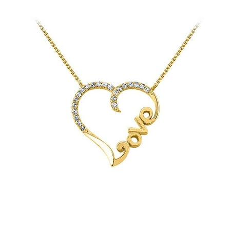 Fine Jewelry Vault UBPDH486Y14CZ Cubic Zirconia Heart Pendant in 14K Yellow Gold Best Jewelry