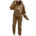 thumbnail image 3 of MSJUHEG Sweatpants Women Pants For Women Tracksuit Autumn Winter New Able Solid Color Sweater Pants Hood Pockets Two Piece Set Cargo Pants Women Brown Xl, 3 of 9