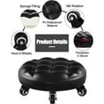 thumbnail image 5 of Low Roller Seat Wheel Stool Chair PU Leather Rolling Stool with 360 Swivel for Home Office Fitness, 5 of 6