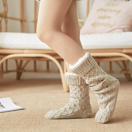 

TUWABEII Socks for Women Women Winter Thick Slipper With Grippers Non Slip Warm Fuzzy