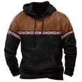 thumbnail image 2 of PNTUTB Men's Retro Color-blocked Printed Long Sleeved Oversized Casual Drawstring Pullover Sweatshirt with Pocket, 2 of 5
