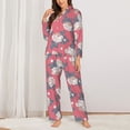 thumbnail image 2 of Pajamas for Women Set - White Rose Flowers Comfy Long Sleeve Button Up Pajama Sets for Women 2 Piece, Soft Sleepwear Nightwear Pjs Lounge Sets for Women with Pockets, 2 of 6
