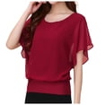 thumbnail image 2 of Womens Tops Fashion Tank O Neck Lace Sleeve Loose Womens Golf Shirt,Red,2XL, 2 of 6