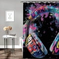 thumbnail image 2 of Music Shower Curtain Graffiti DJ Music Headphone Boys Shower Curtain Polyester Fabric Bathroom Decor  , various specifications (including hooks), 2 of 7