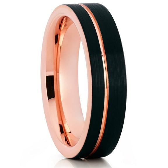 6mm Tungsten Wedding Ring,Rose Gold Wedding Ring,Black Wedding Ring,Man's Ring,Comfort Fit Band