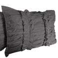 thumbnail image 3 of 2 Piece Ruched Ruffle Pattern Solid Dark Grey Pillow Shams, (King 20X36 Pillow Cover), 100% Egyptian Cotton, 800 Thread Count, King Size, 3 of 3