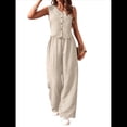 thumbnail image 1 of Conjuntos de 2 Piezas para Mujer: Chaleco de , Conjuntos Casuales Elegantes, Pantalones de Pierna , Trajes. Crema XL, 1 of 7