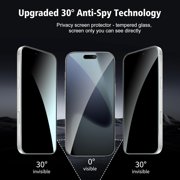2 Pack iPhone 17 Pro Privacy Screen Protector, 9H Anti Spy Dark Tempered Glass Screen Protector for iPhone 17 Pro, Easy Installation, Bubble Free