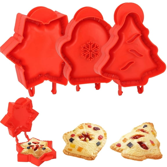 Gustave Christmas Hand Pie Molds Set of 3 Dough Presser Mini Pocket Pie Maker Molds Baking Supplies for Festivals Party Potluck, Snowflake, Mitt and Christmas Tree Shapes
